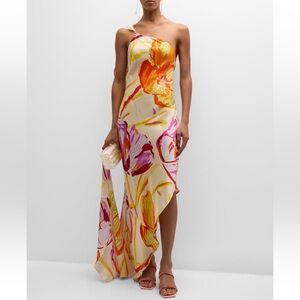 Cult Gaia Trysta Draped High-Low Floral-Print Maxi Dress